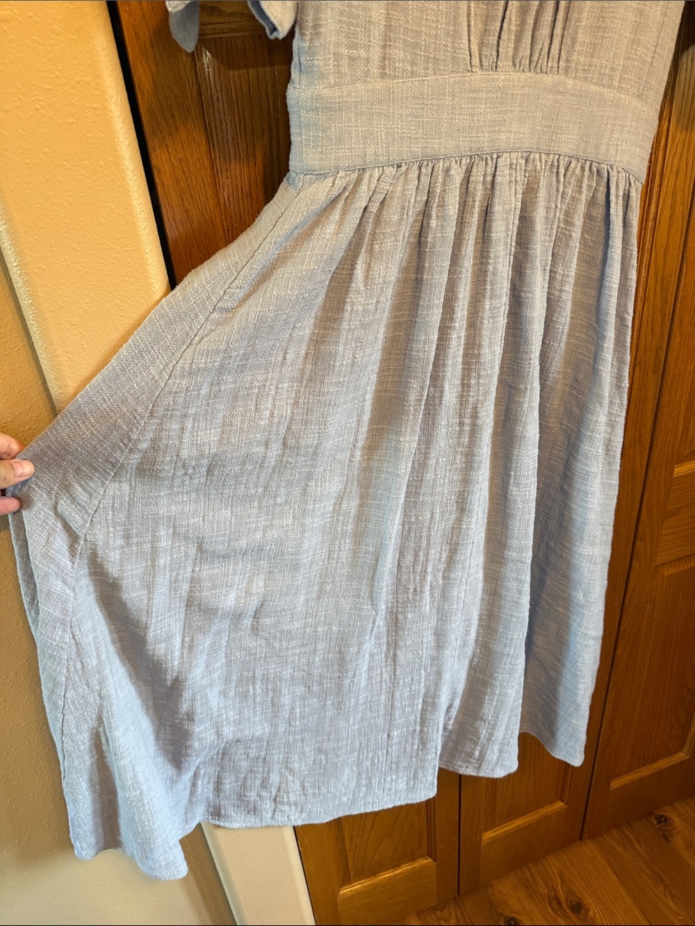 Free People-Light Blue Button-Front Midi Dress- Large - Picture 8 of 10